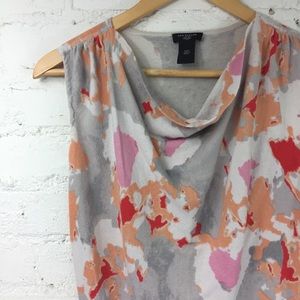 ANN TAYLOR Petite Gray Cowl Neck Top XXSP Abstract